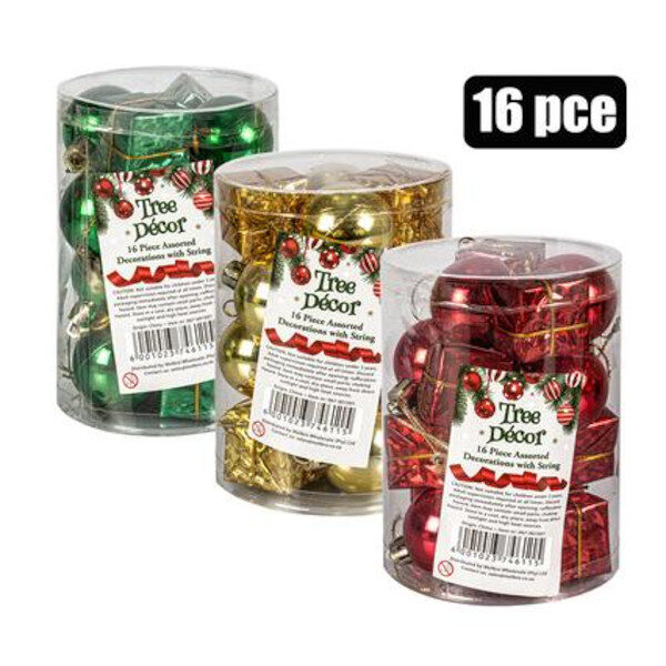 Ball Tree Ornament Set – 16pc Assorted Sizes