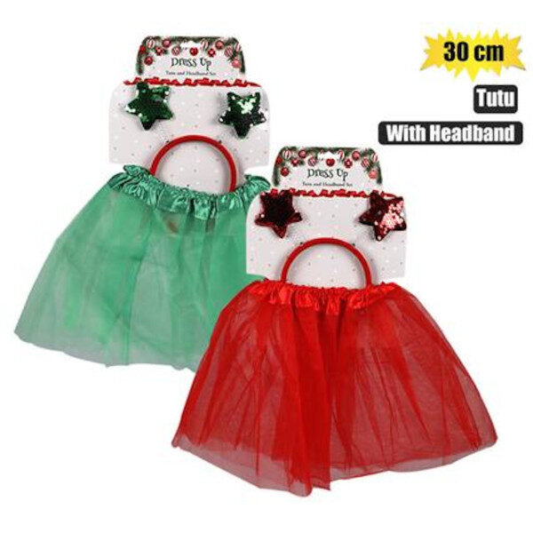Xmas Dress Up Tutu With Headband 30cm