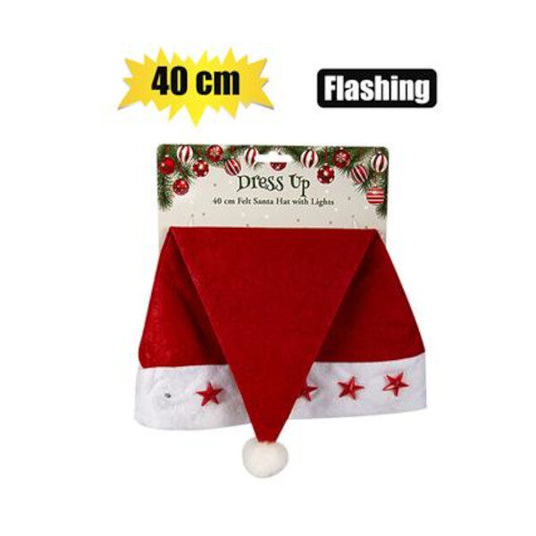 40cm Christmas Dress Up Santa Hat And Flash Starlights