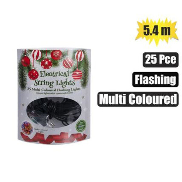Christmas Lights Set - 25 Flashing Indoor Lights 5.4 Meter 3 Different Colors