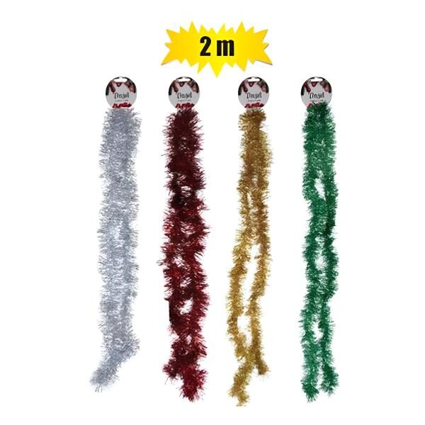 Christmas Tinsel - 7cm X 2m Assorted Designs