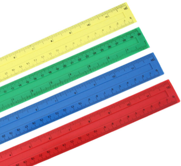 Bulk Pack 12 X 30cm Plastic Ruler - Assorted Colours