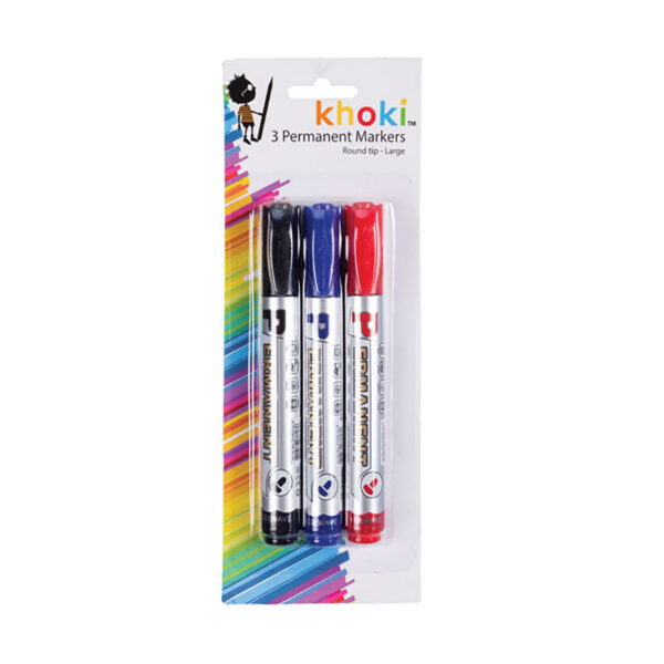 Permanent Marker Set - 3-Piece, Red, Black & Blue