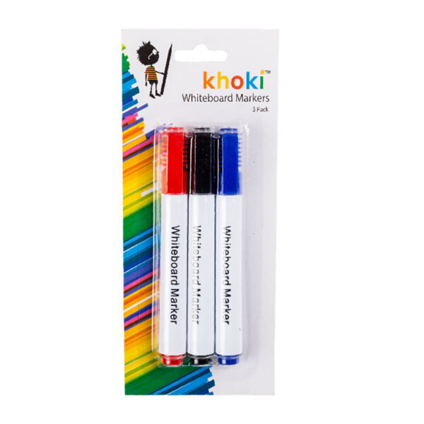 Whiteboard Markers, Card Of 3 - Red, Black & Blue, Large Round Tip
