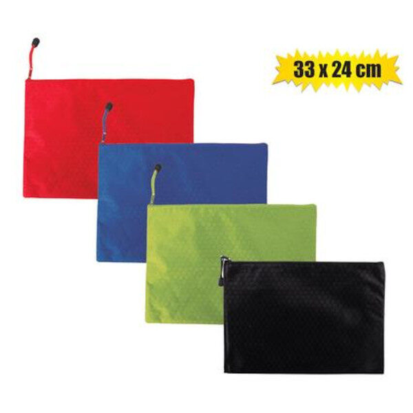 Satin Pencil Case/File Pocket - 33mm X 24cm, 4 Assorted Colours
