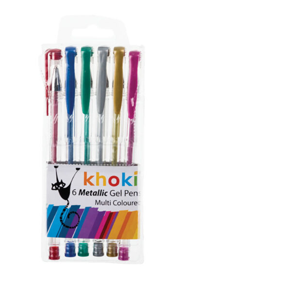 Metallic Gel Pens - Pack Of 6 Assorted Colours