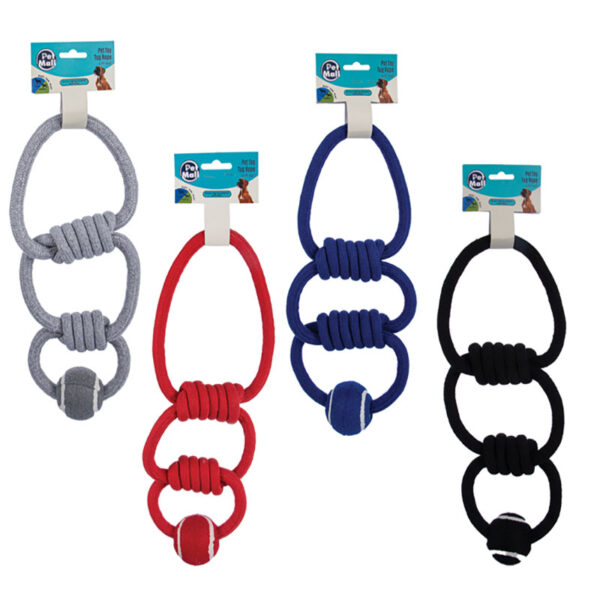 Pet Dog Toy Tug-Rope Triple With Ball