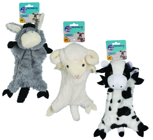 Pet Puppy Toy Farm Animal Crinkle Asst