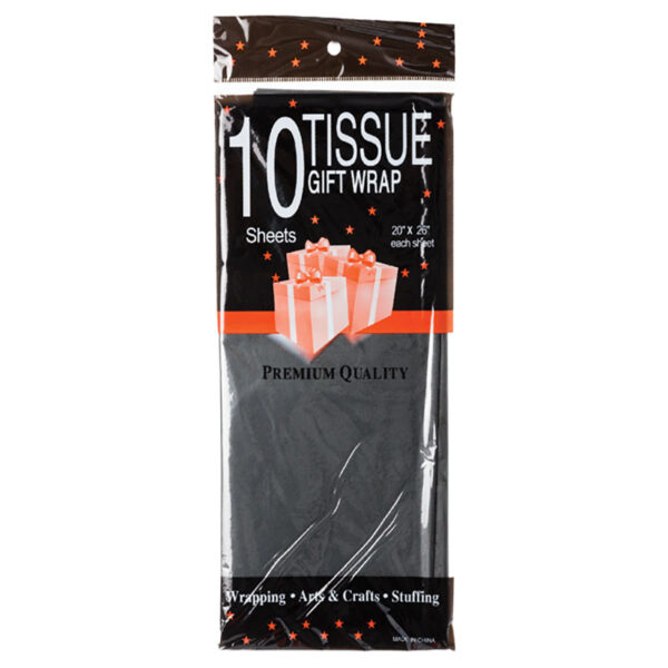 Tissue Paper- Black - 10-Pack Sheets, 50 X 66cm