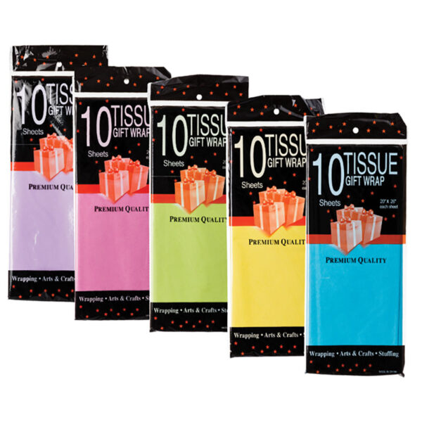 Tissue Paper - Bright Colors - 10-Pack Sheets, 50 X 66cm