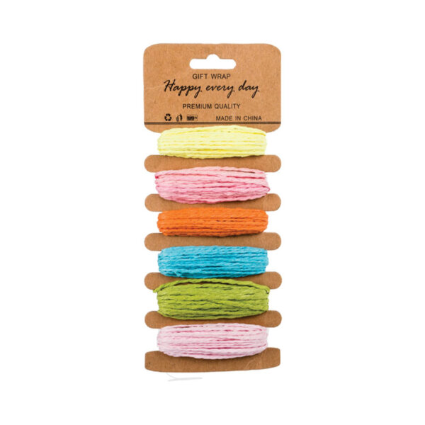Raffia Twine – 6 Assorted Colors, 5mm X 5m