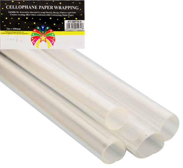 Cellophane Paper Wrapping - 50cm X 1m, Clear