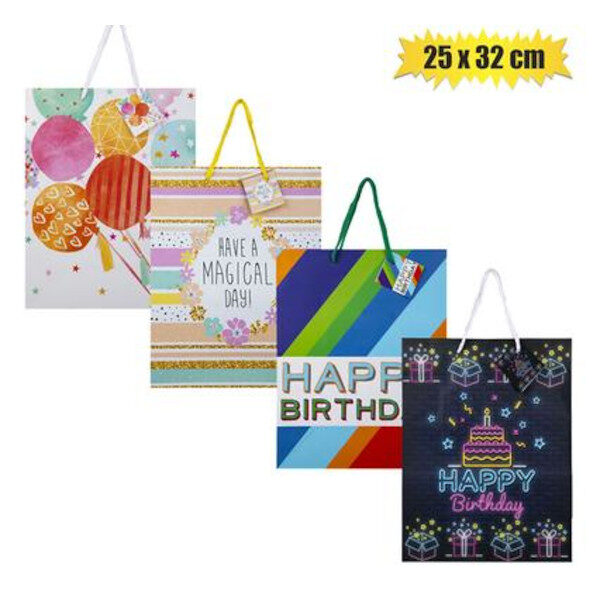Large Birthday Gift Bag - 32 X 25cm, Assorted