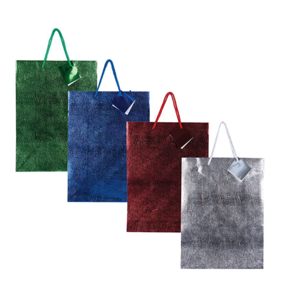 Large Metallic Embossed Gift Bag - 32 X 25cm, Assorted