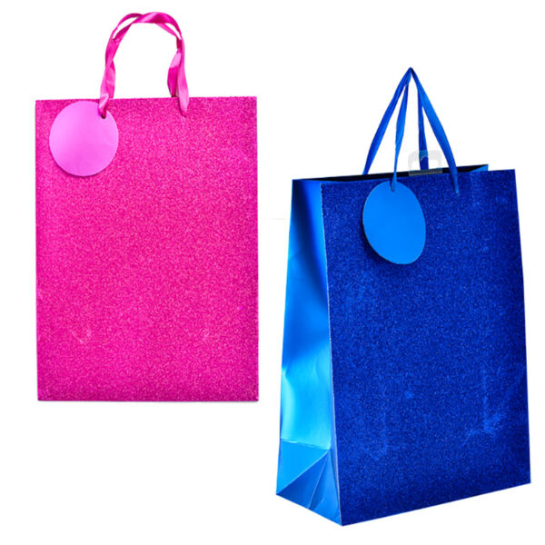 Large Matallic Glitter Gift Bag - Assorted Colours, 25 X 32cm