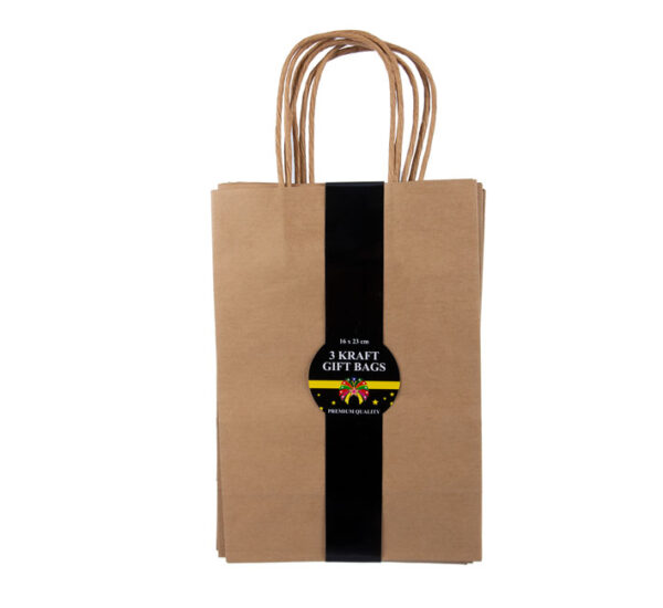 Gift-Bag Kraft Ppr 3 Pack Med 16X23Cm