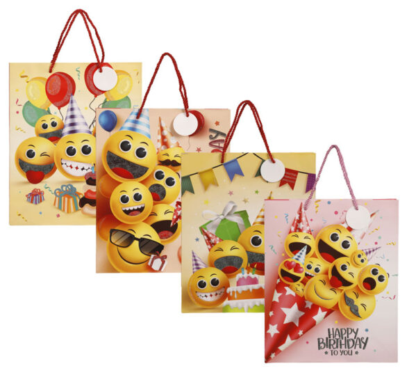 Emoji Gift Bag With Glitter Large - 26 X 32cm