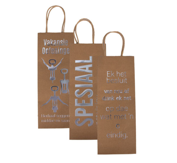 Paper Wine Bag With Afrikaans Wording - 11.5 X 35cm, Assorted