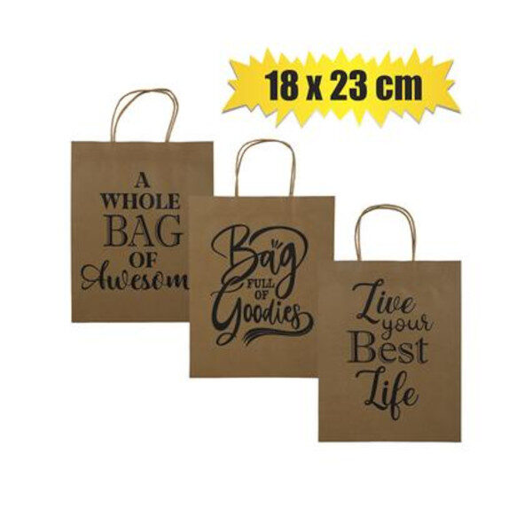 Gift Bag With Wording - Medium, 18 X 23cm, Assorted Designs
