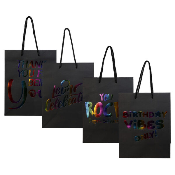 Gift-Bag Ppr Eng Words Med 18x23cm Black