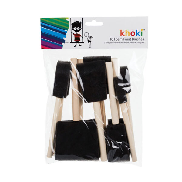 Sponge Foam Tip Brushes - 10-Pack, Assorted Sizes