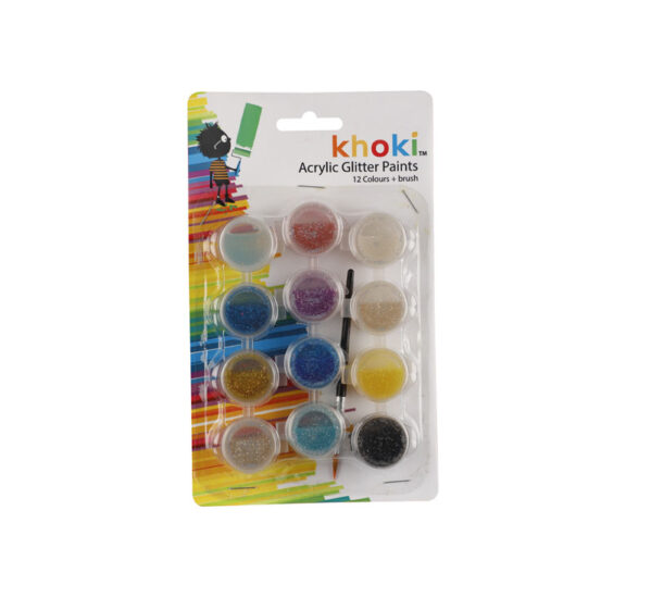 Art+Craft Paint Acrylic Glit 12Col+Brush