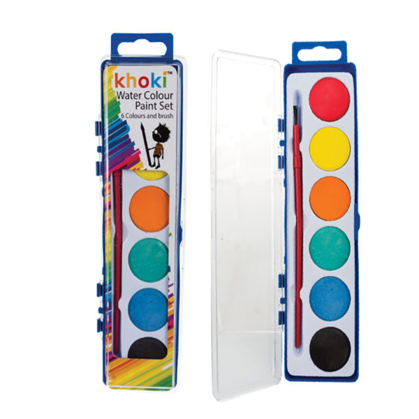 Water Colour Paint Set - 6 Colours, 21 X 6cm Box