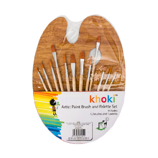 Paint Brush And Palette Set - 12-Piece Brush Set