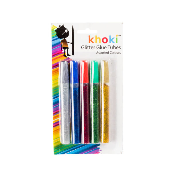 Glitter & Glue Mixture - 11cm Tubes, 5 Assorted Colors