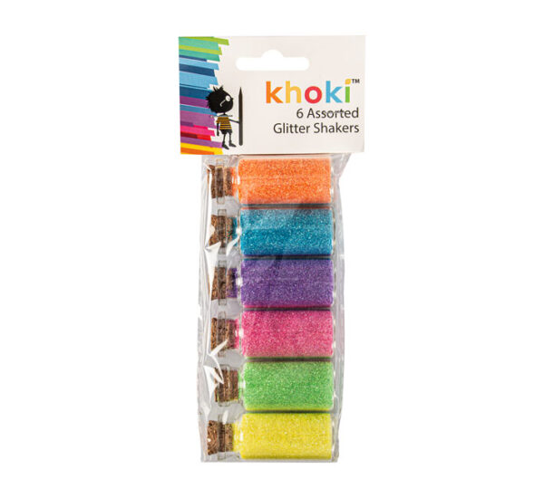 Glitter In Glass Shakers - 6 Assorted Colours