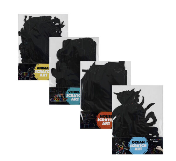 Arts & Craft Scratch Art Shapes 8Pices per Pack