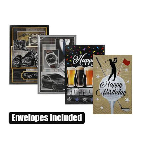 Male Birthday Card & Envelope - English Wording