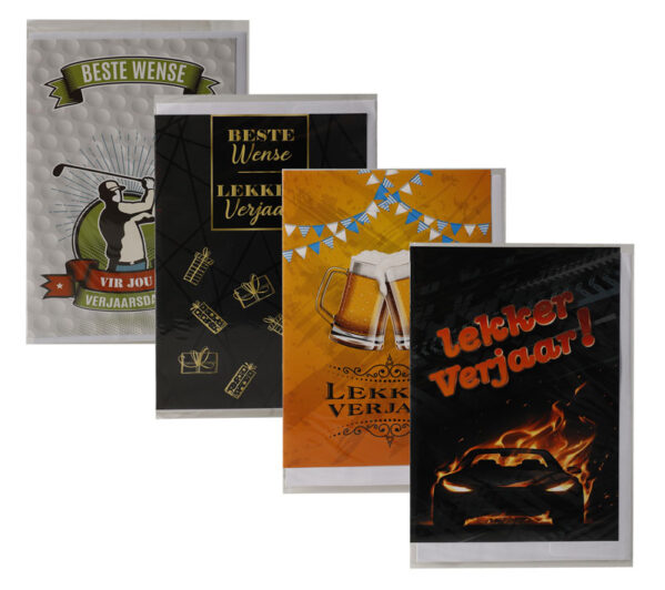 Male Birthday Card & Envelope - Afrikaans Wording