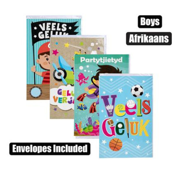 Boys Birthday Card & Envelope - Afrikaans Wording
