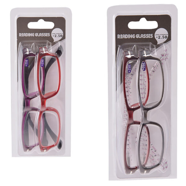 Reading Glasses +2.5 - Mixed Twin Pack, Assorted Styles