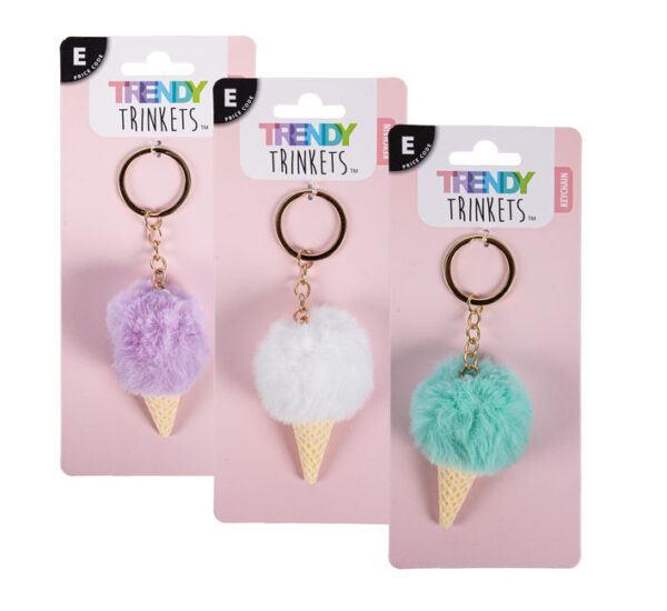 Keychain Faux Fur Cream
