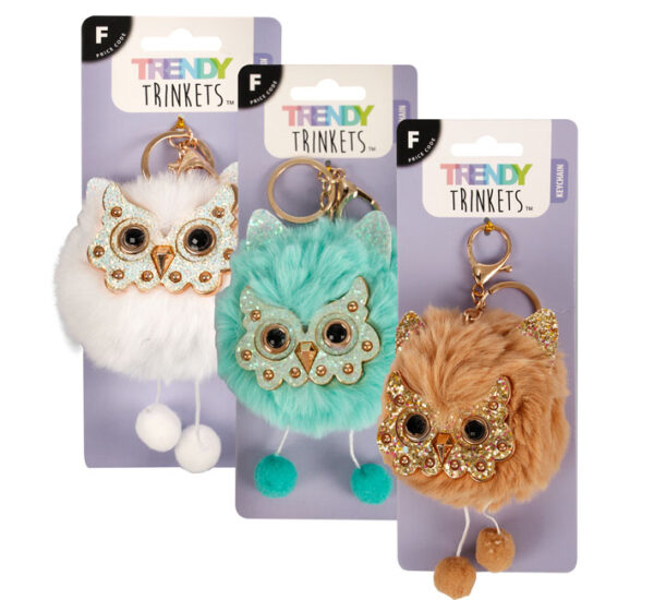 Keychain Plush Owl 12cm Assorted