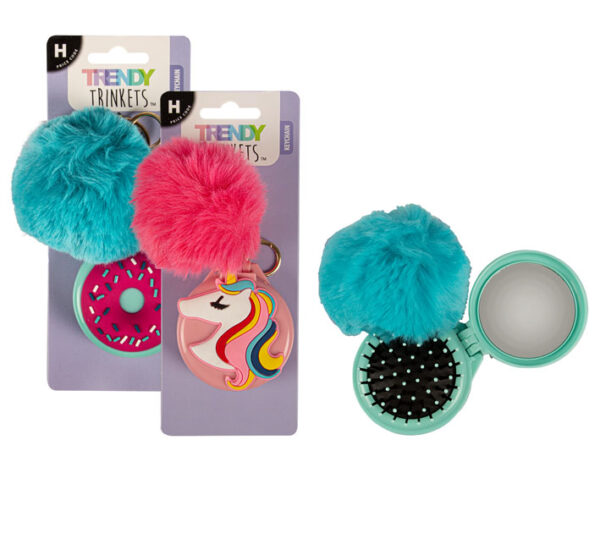 Keychain With Ball & Brush Assorted Color 7cm