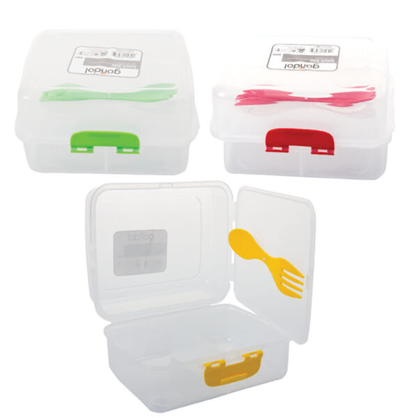 Lunch Box With Fork - 3 Division, 13 X 17 X 9cm