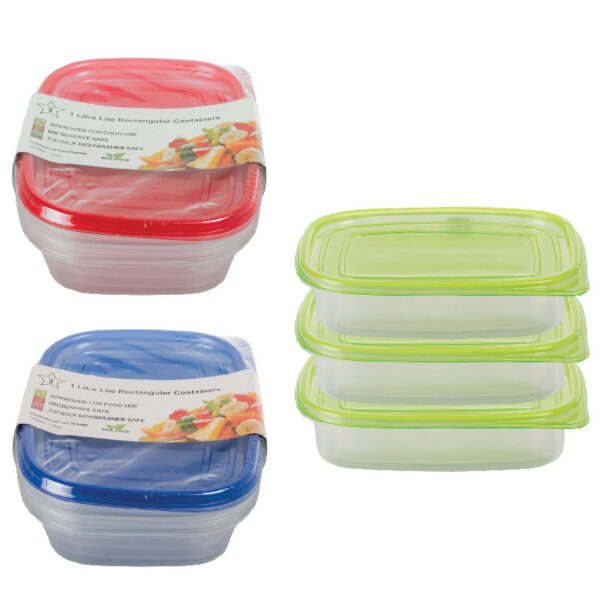 Plastic Container Set - 1l, 3-Piece