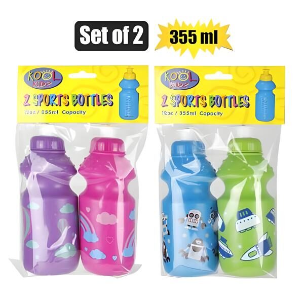 Sports Water Bottle - 355ml, 2-Pack