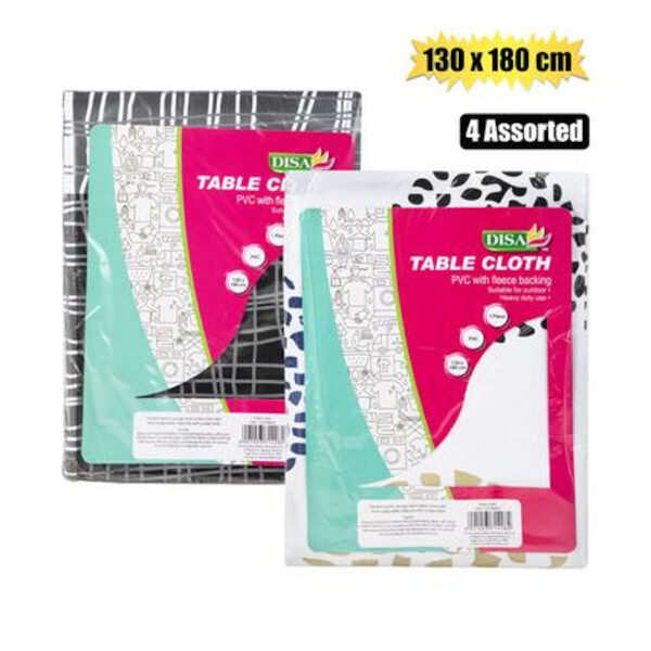 Table Cloth Pva - 130 X 180cm, Assorted