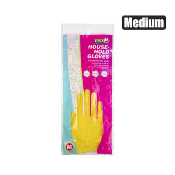 Lined Latex Household Gloves - Medium Size