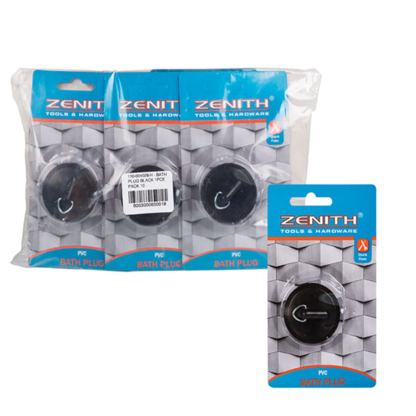 Bulk Pack 10 X Rubber Bath Plug - Black