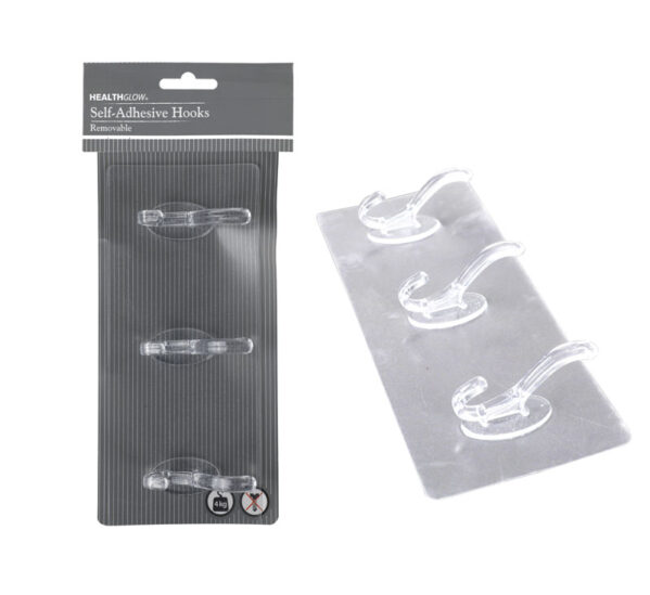 Hook Pl Self Adhesive Strip Clear 3 Hook