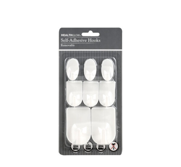 Hook Pl Self Adhesive Asstd 8Pce