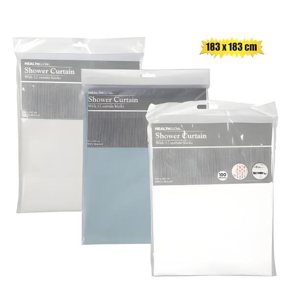 Shower Curtain Pl W/12 Hook 183X183Cm
