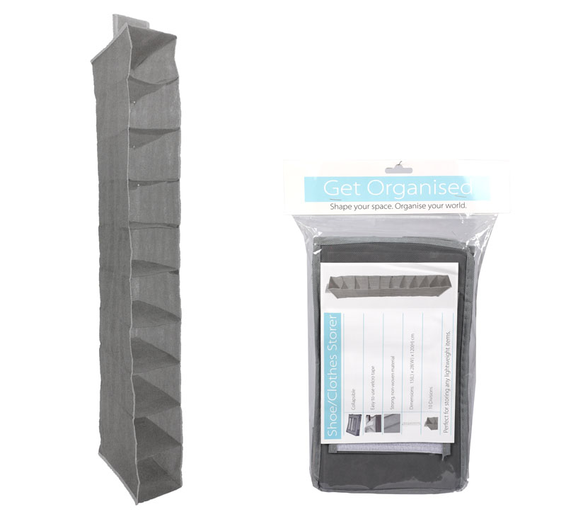 Shoe/Clothes Hanging Store - 15 X 28 X 120cm, 10 Pockets