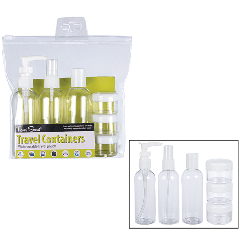 Travel Set In Pouch 6pc - 3x100ml Bottles,3x15ml Containers
