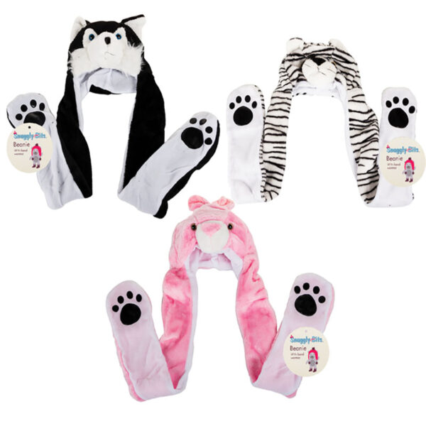 Animal Design Hats - With Long Earflaps And Pockets